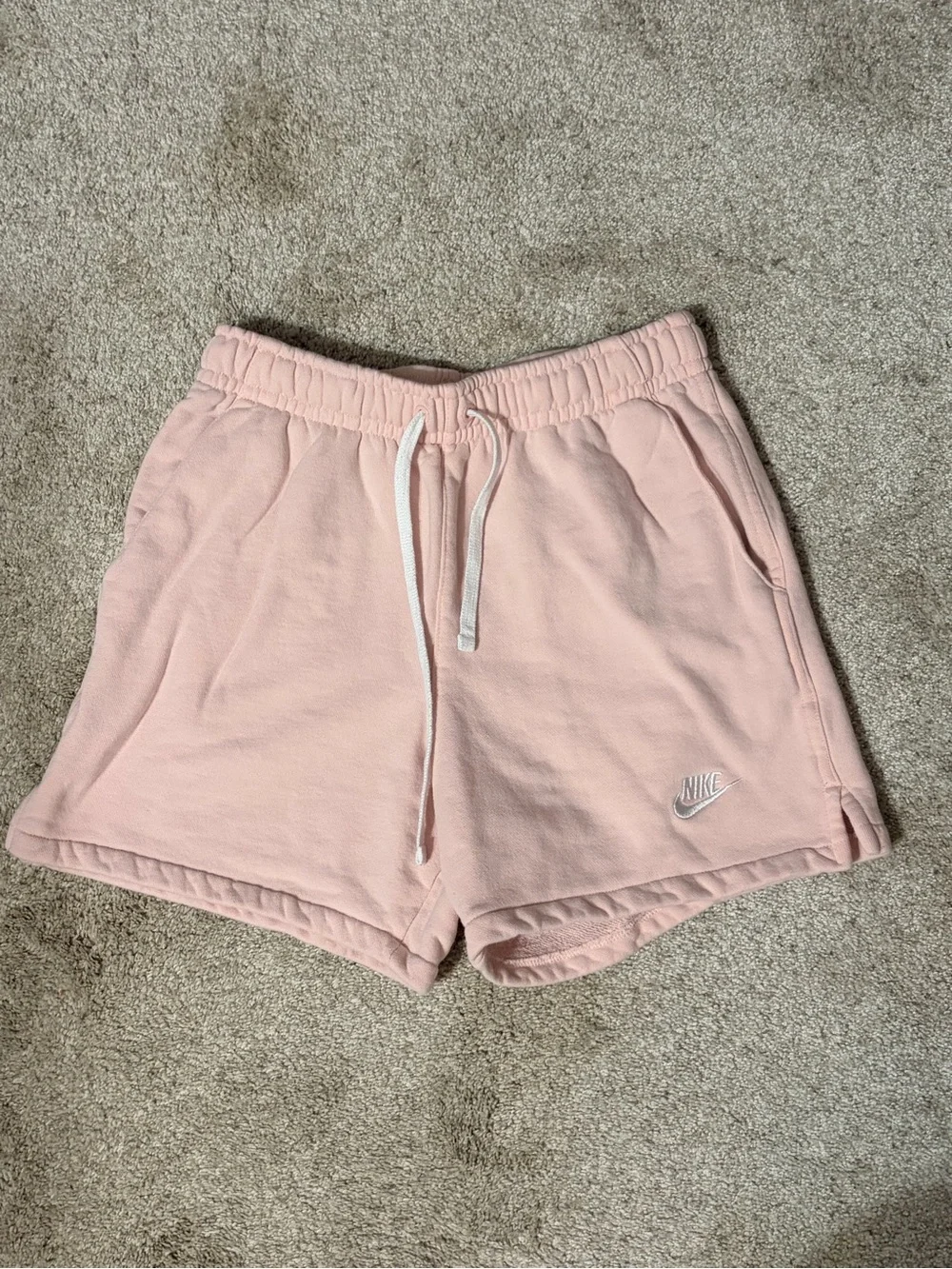Nike Women's Light Pink Fleece Drawstring Athletic Shorts